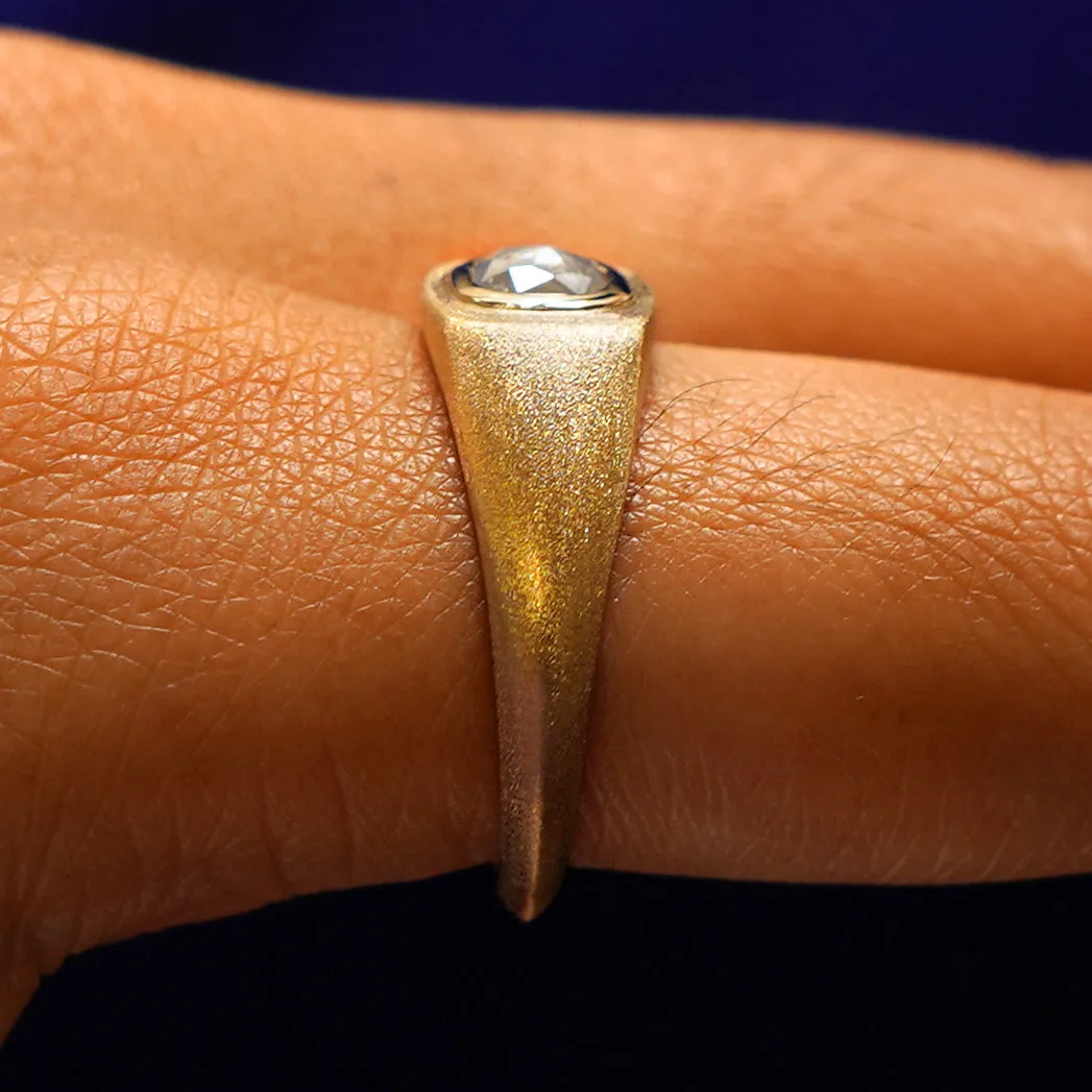 Cushion Salt and Pepper Diamond Signet Ring