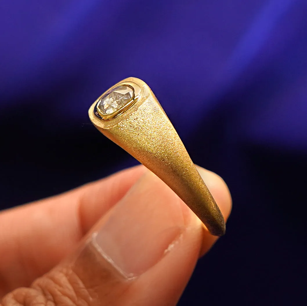 Cushion Salt and Pepper Diamond Signet Ring