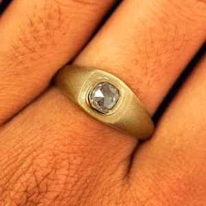 Cushion Salt and Pepper Diamond Signet Ring