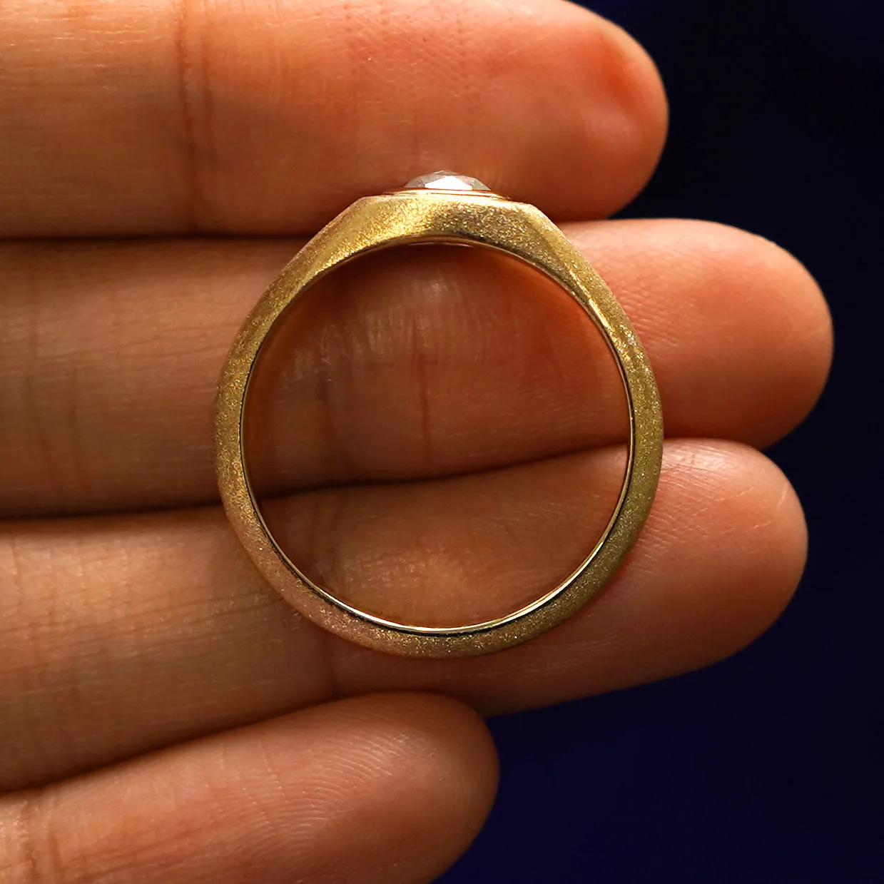 Cushion Salt and Pepper Diamond Signet Ring