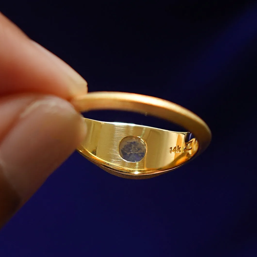 Cushion Salt and Pepper Diamond Signet Ring