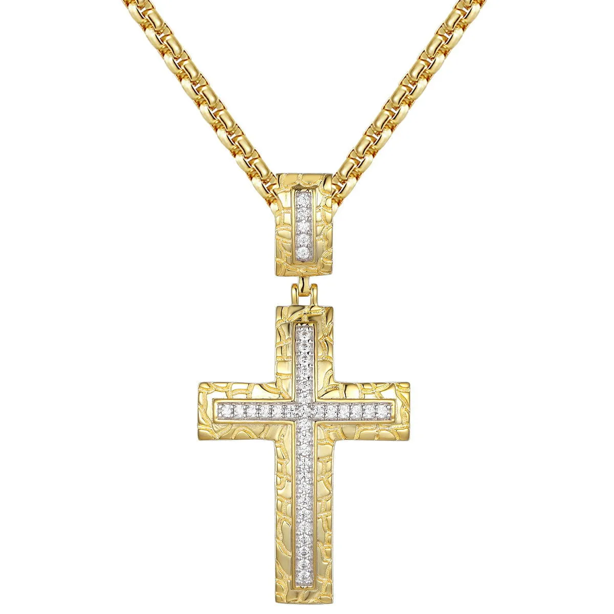 Custom Nugget Design Religious Cross Pendant Chain