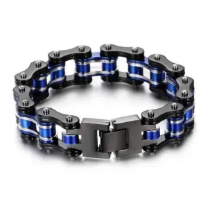 Cycolinks Black, Silver & Blue Bike Chain Bracelet