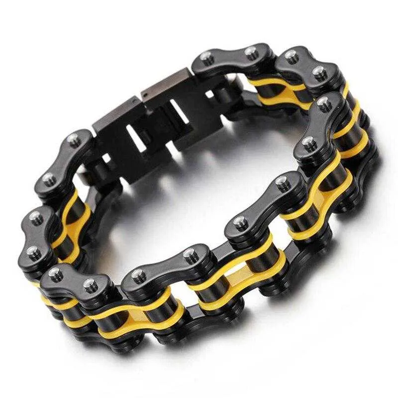 Cycolinks Black Yellow Bike Chain Bracelet