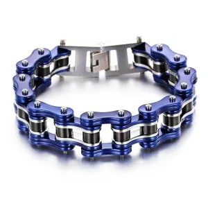 Cycolinks Blue, Silver & Black Bike Chain Bracelet