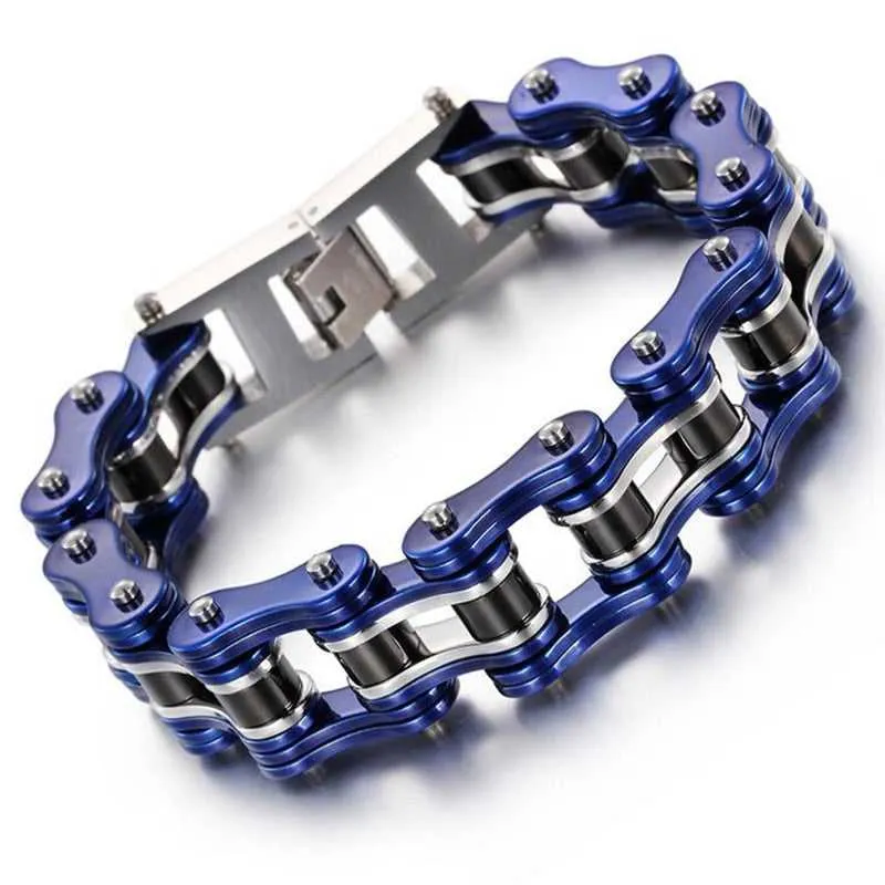 Cycolinks Blue, Silver & Black Bike Chain Bracelet