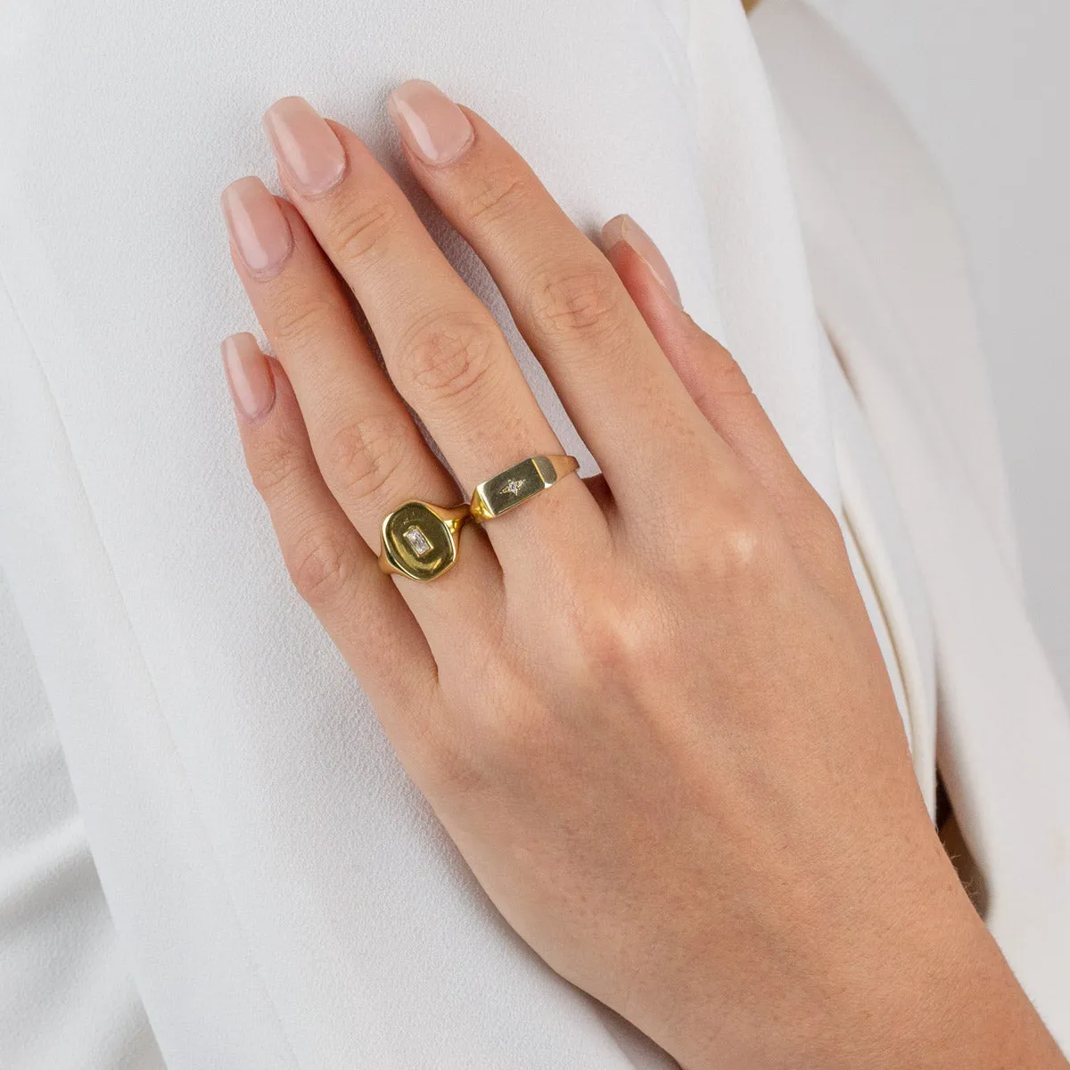 CZ Baguette Signet Ring