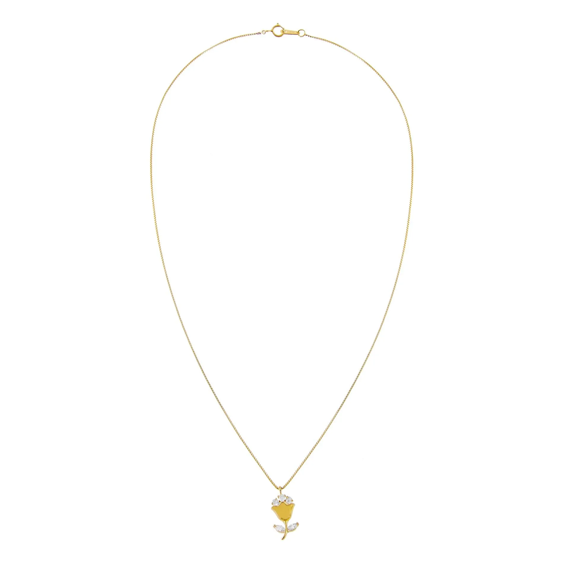 CZ Flower Box Chain Necklace