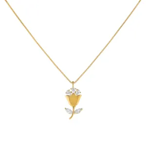 CZ Flower Box Chain Necklace