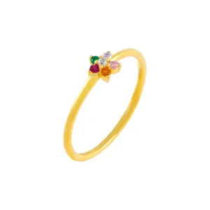 CZ Rainbow Flower Ring