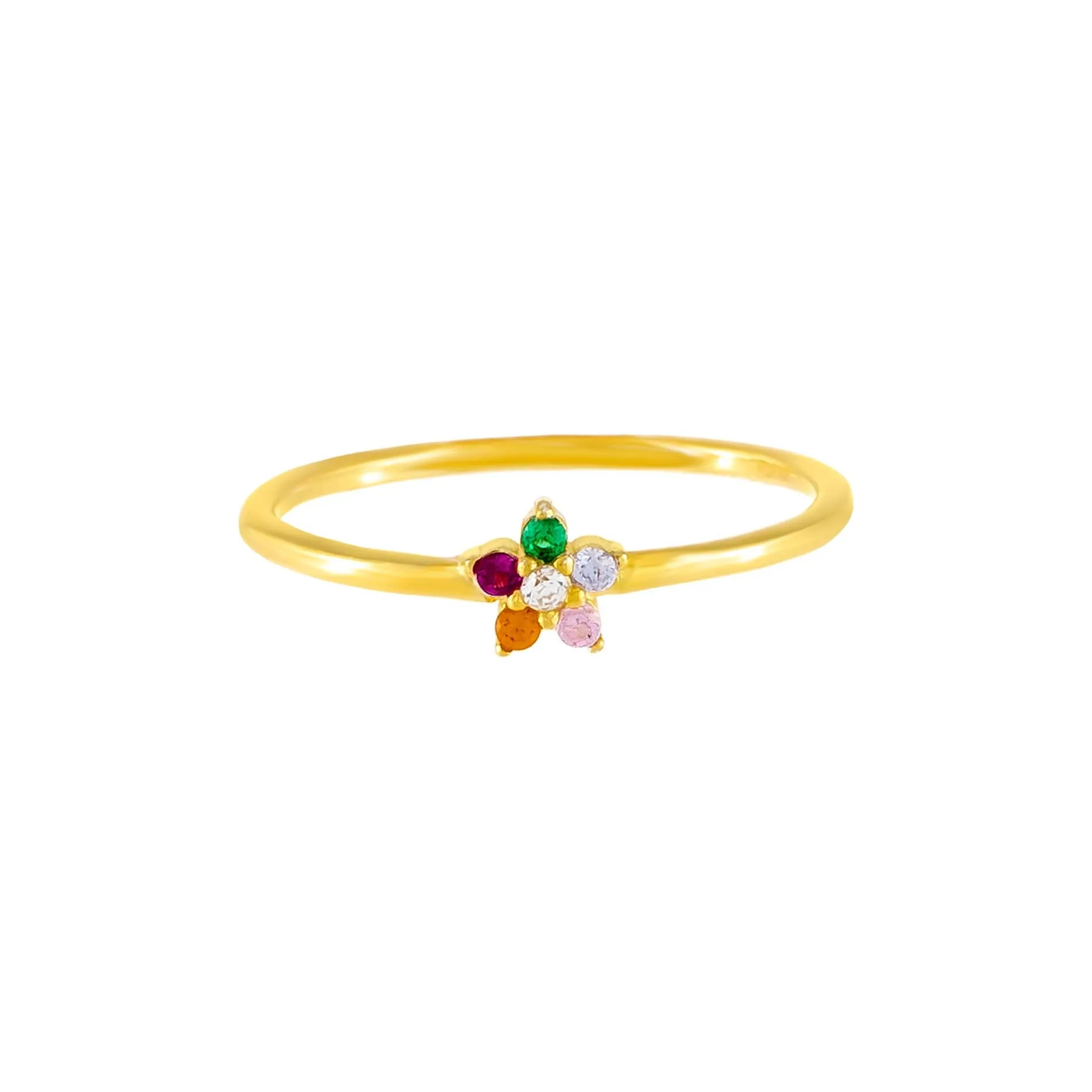 CZ Rainbow Flower Ring