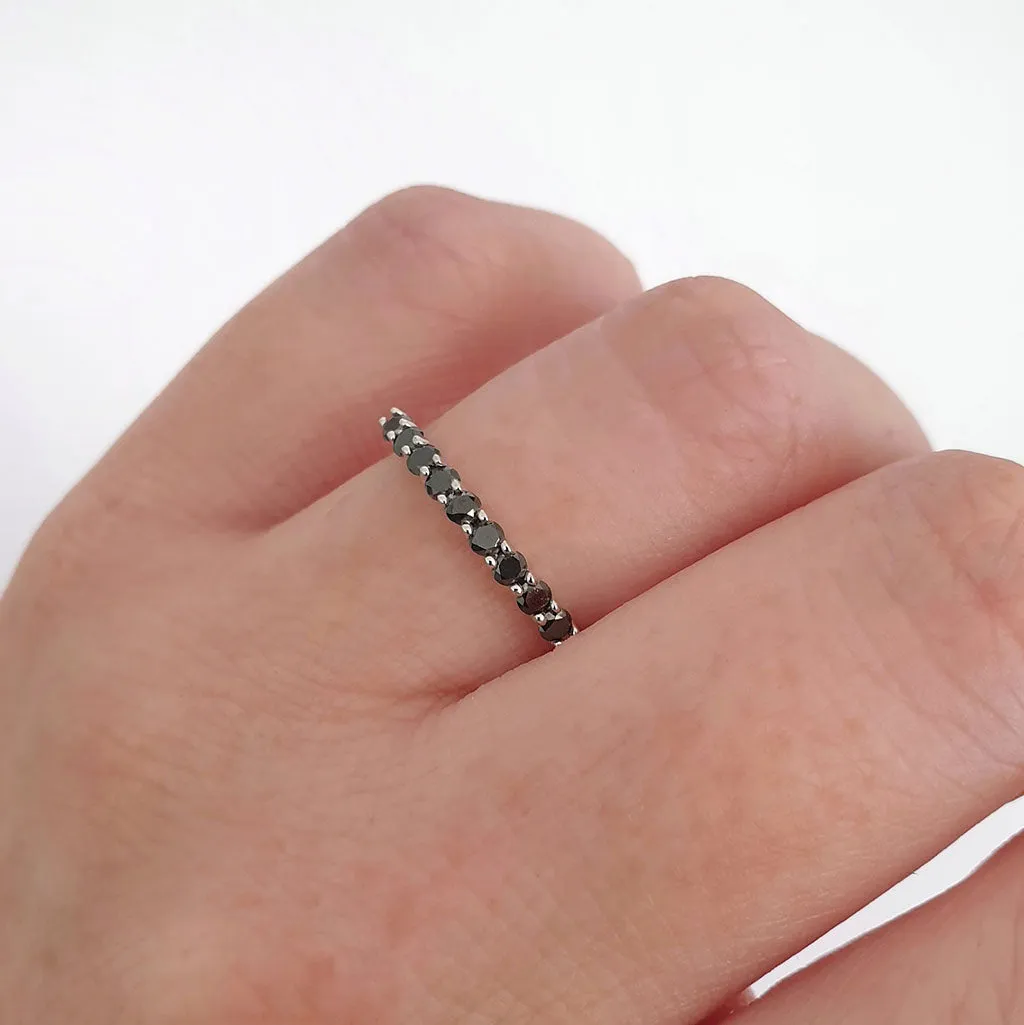 Delicate Black Diamond Stacking Ring