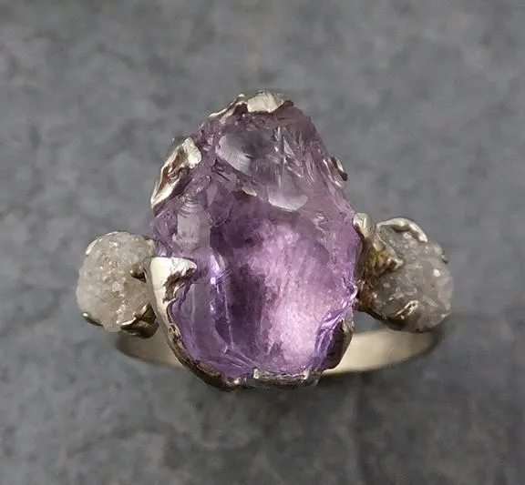 diamond amethyst ring purple gemstone recycled white gold wedding birthstone unique engagement statement ring Alternative Engagement