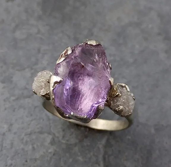 diamond amethyst ring purple gemstone recycled white gold wedding birthstone unique engagement statement ring Alternative Engagement