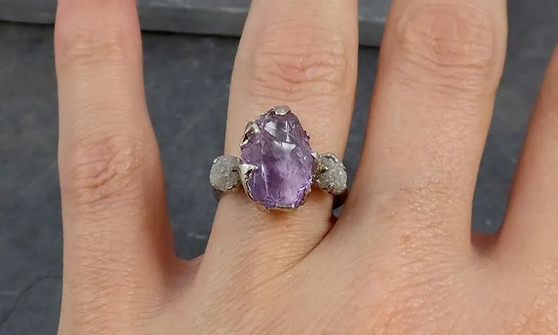 diamond amethyst ring purple gemstone recycled white gold wedding birthstone unique engagement statement ring Alternative Engagement