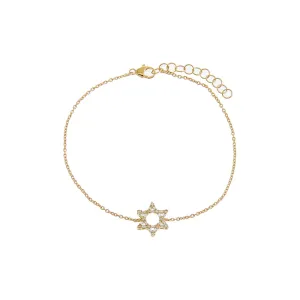 Diamond Baguette Star Of David Bracelet 14K