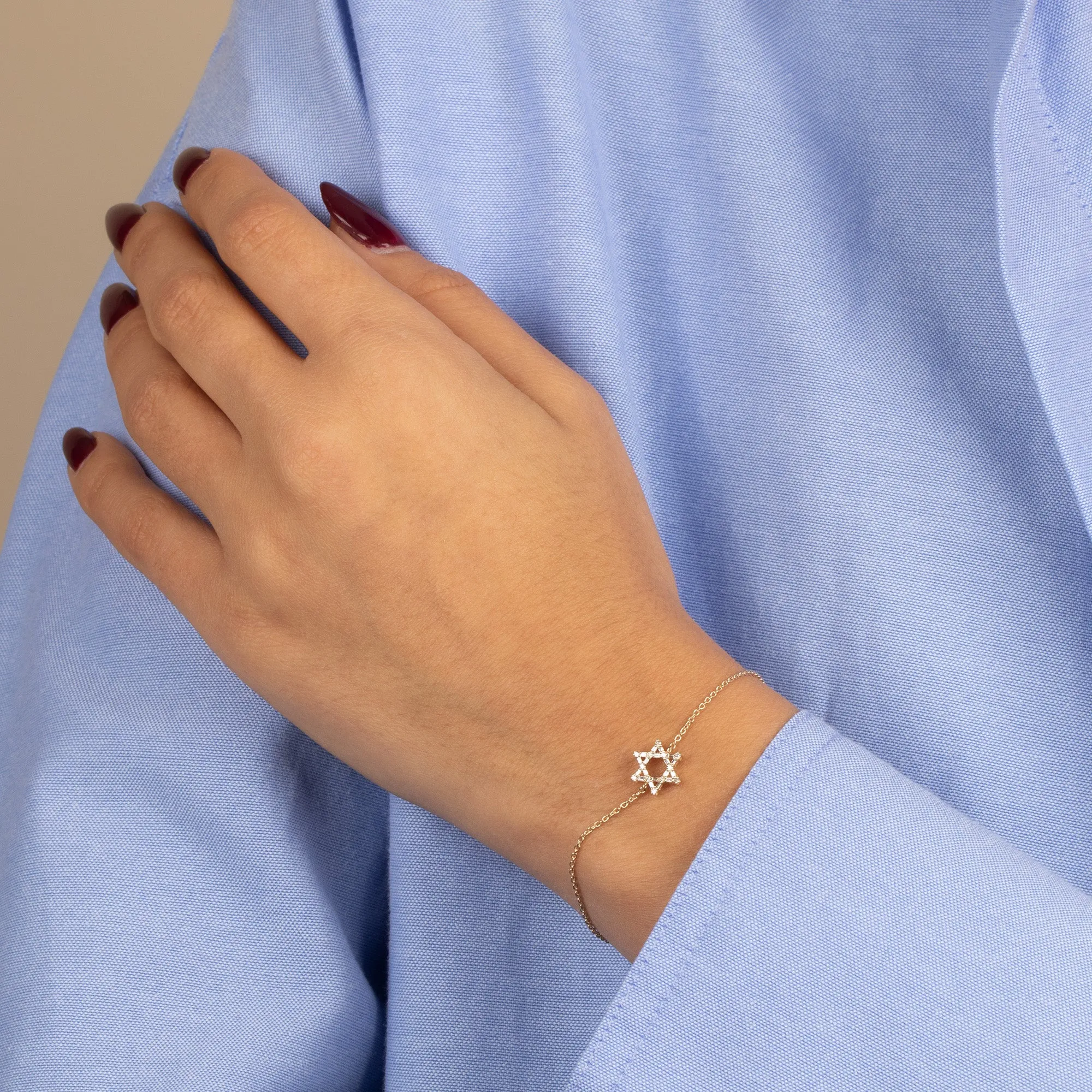 Diamond Baguette Star Of David Bracelet 14K