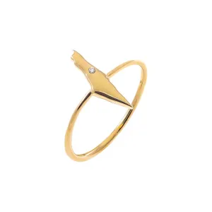 Diamond Bezel Map Of Israel Ring 14K