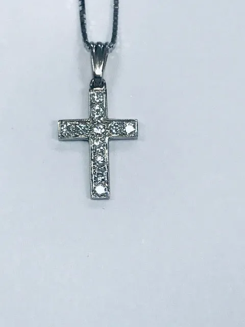 Diamond Cross in 14k White Gold