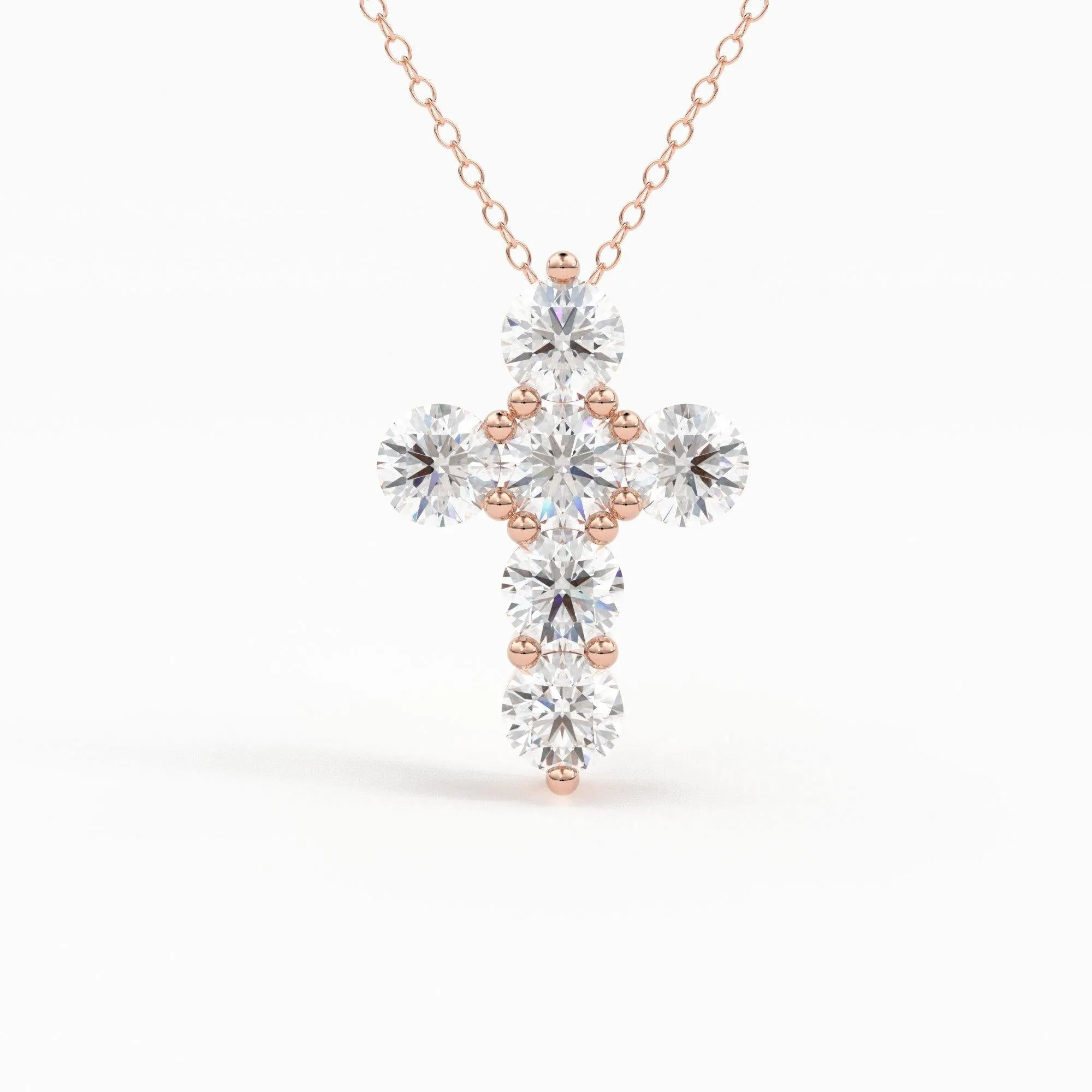 Diamond Cross Necklace / 14k Diamond Diamond Cross Pendant / Diamond Cross with Brilliant Diamonds 0.42 ctw / Communion Gift / Baptism Gift
