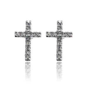 Diamond Cross Stud Earrings
