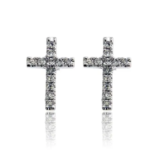 Diamond Cross Stud Earrings