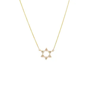 Diamond Open Star Of David Necklace 14K