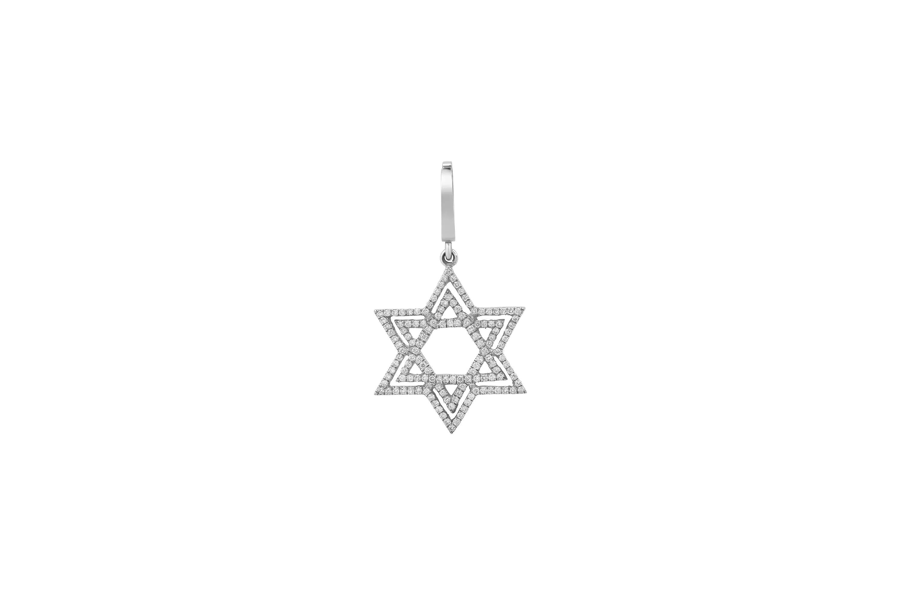 Diamond Outline Star of David Charm