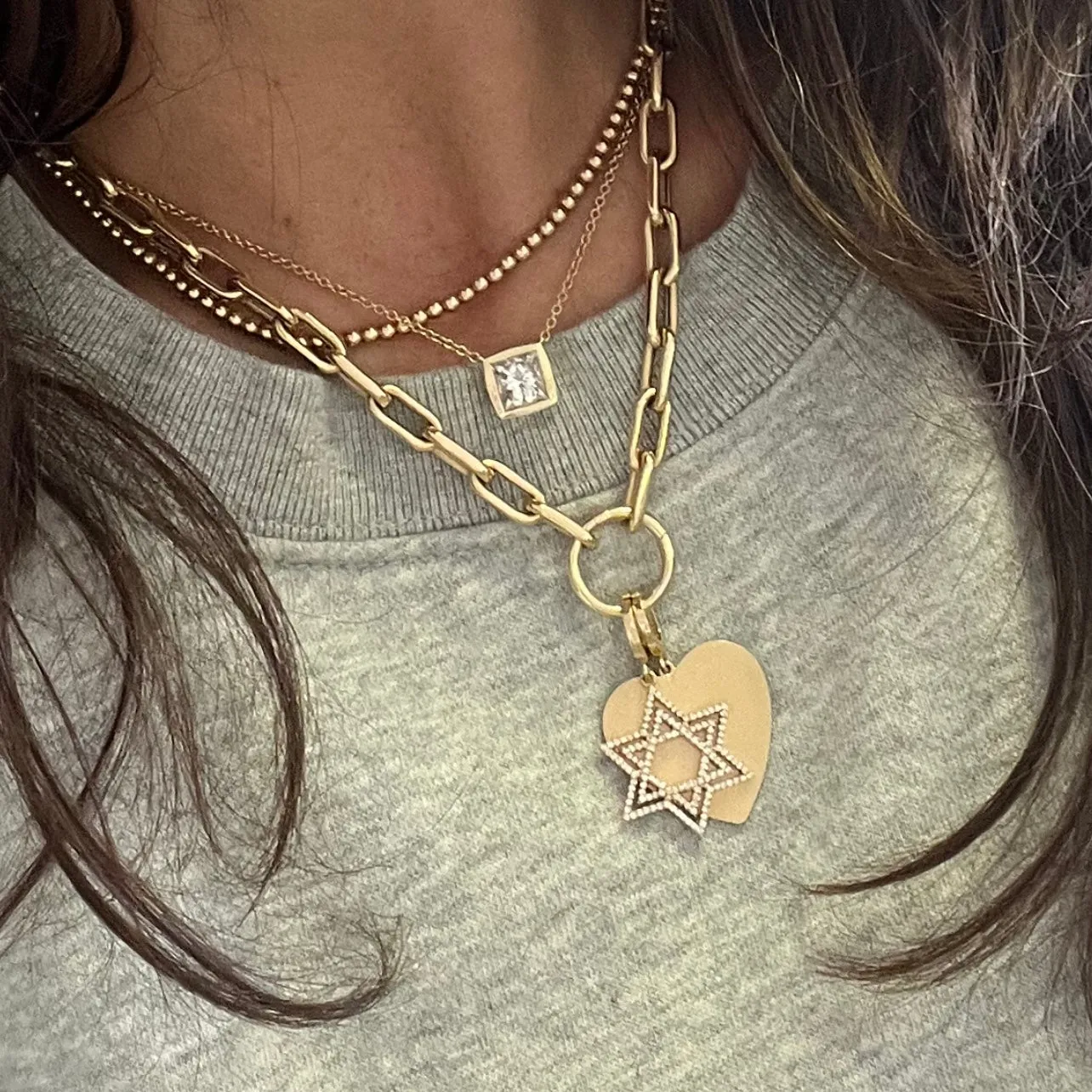 Diamond Outline Star of David Charm