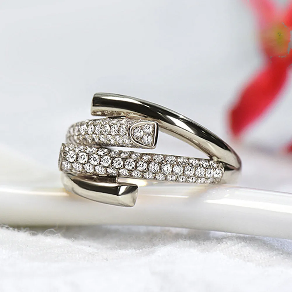 Diamond Pave Split Shank Cross Ring