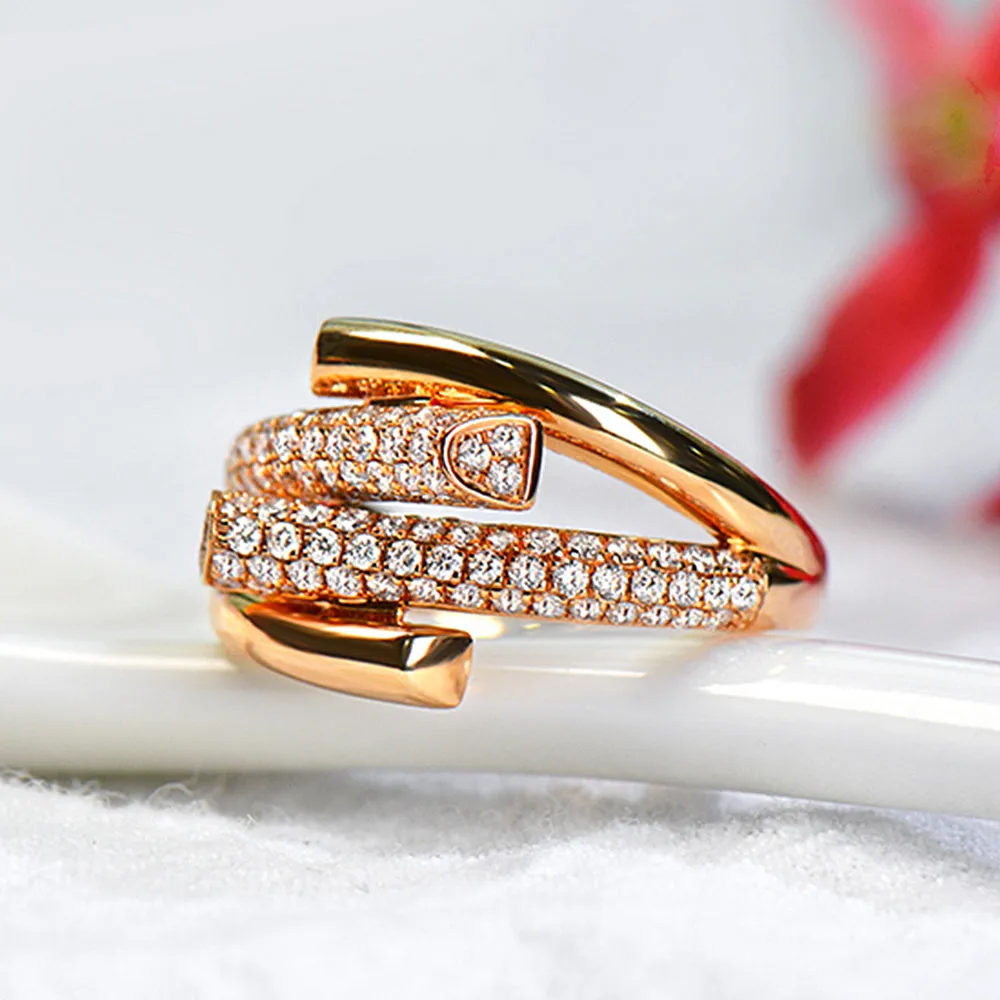 Diamond Pave Split Shank Cross Ring