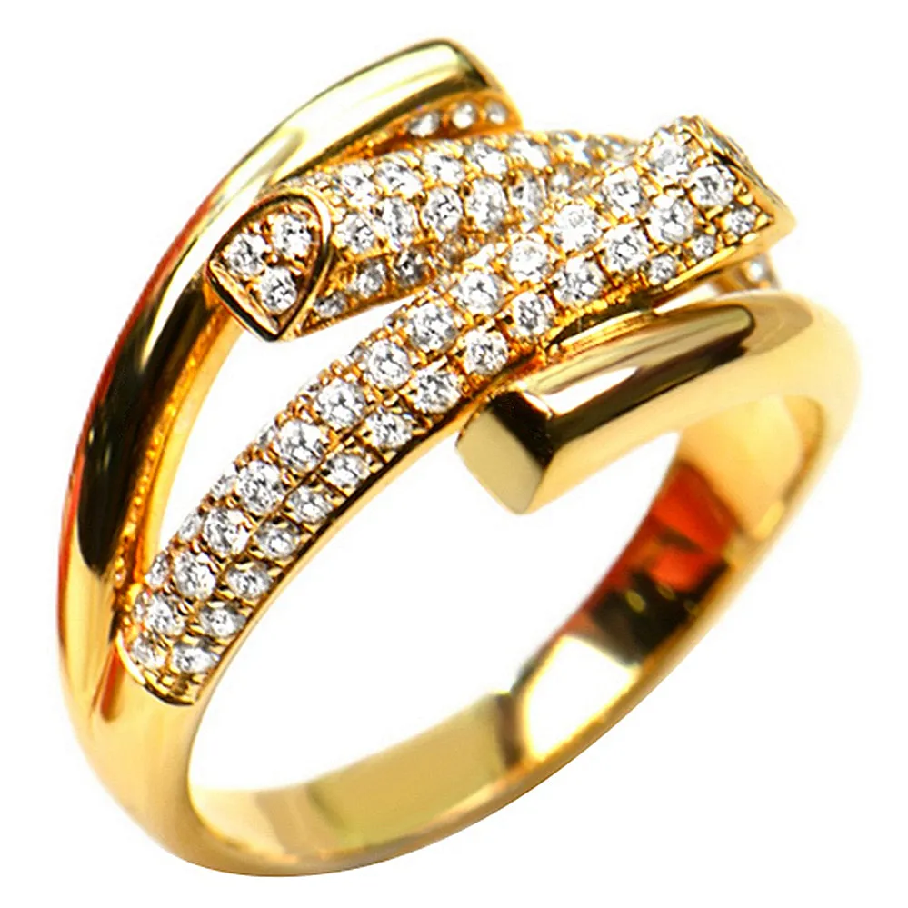 Diamond Pave Split Shank Cross Ring