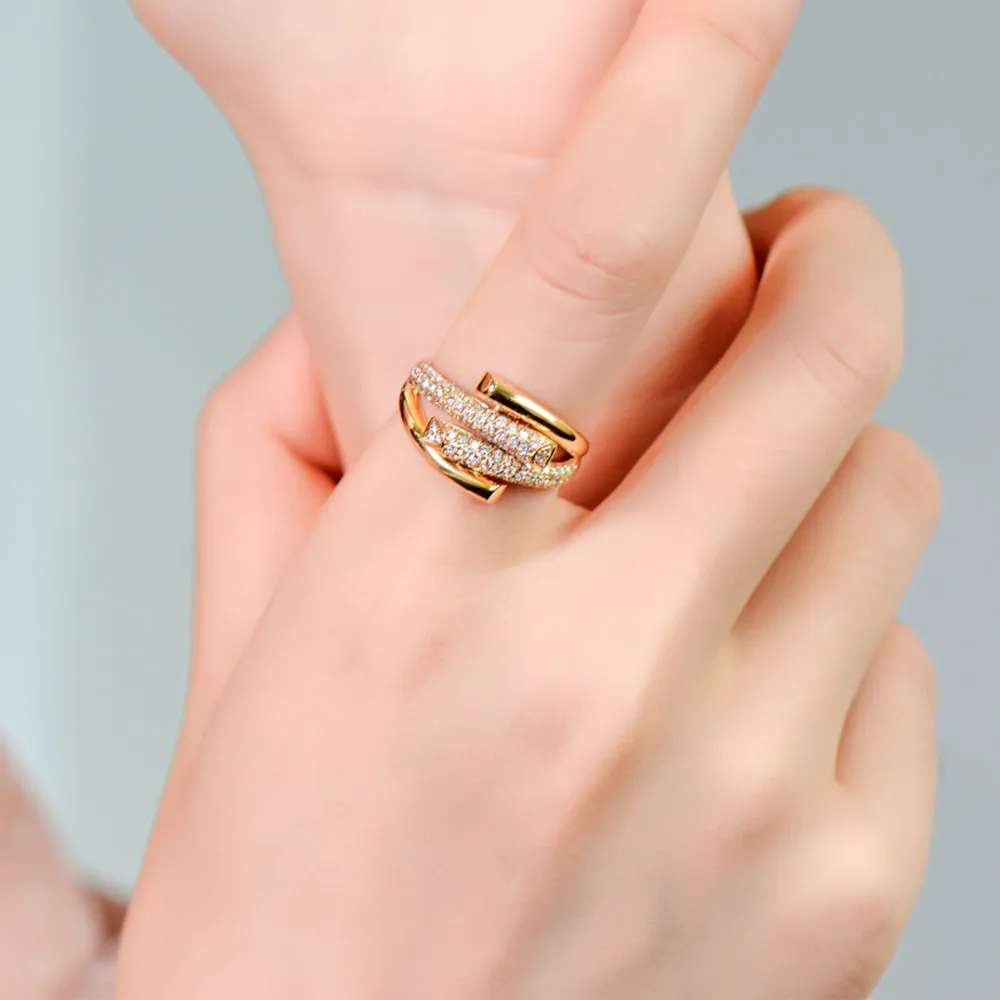 Diamond Pave Split Shank Cross Ring