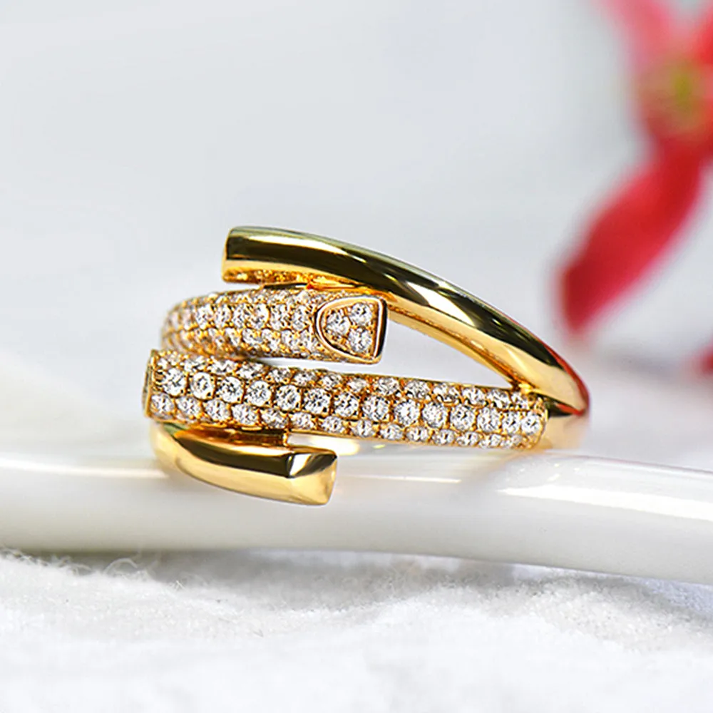 Diamond Pave Split Shank Cross Ring