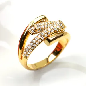 Diamond Pave Split Shank Cross Ring