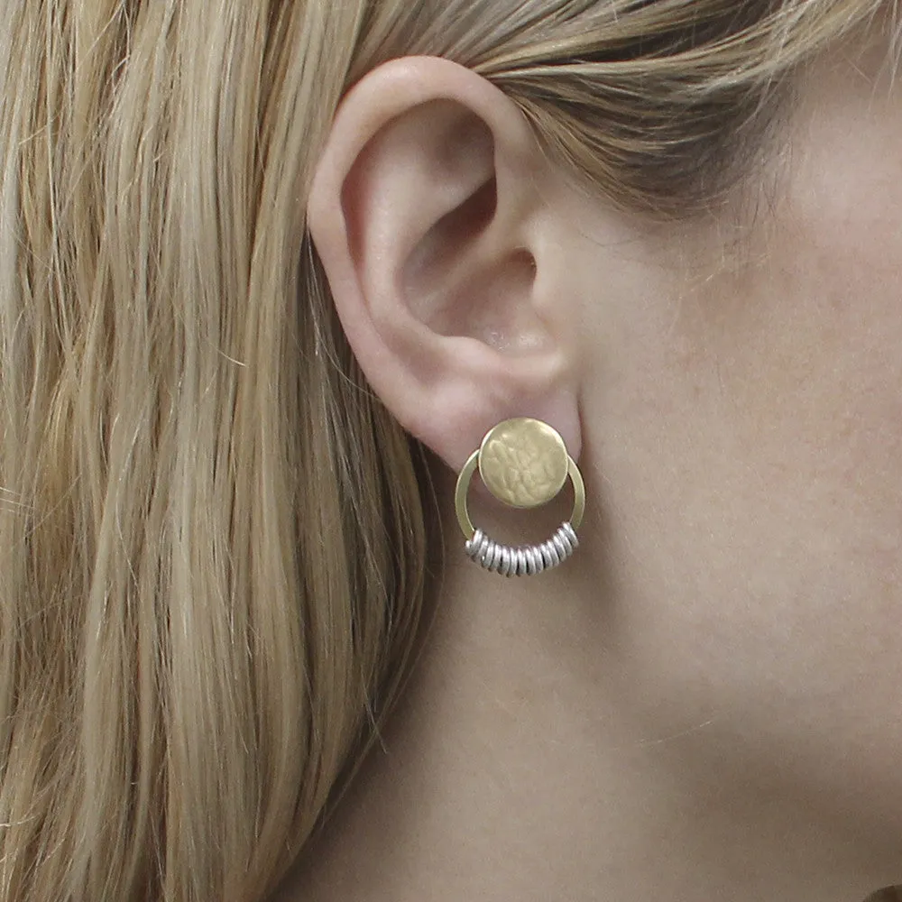 Disc with Ring and Small Accent Rings Post Earring
