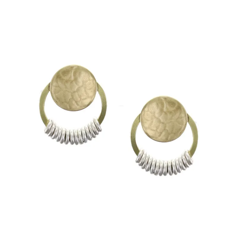 Disc with Ring and Small Accent Rings Post Earring