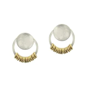 Disc with Ring and Small Accent Rings Post Earring