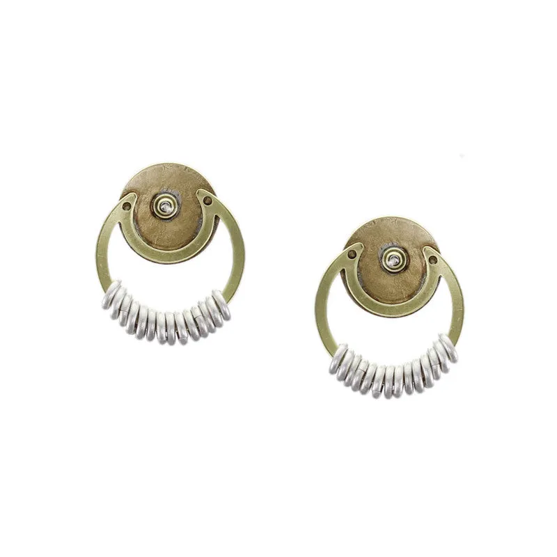 Disc with Ring and Small Accent Rings Post Earring