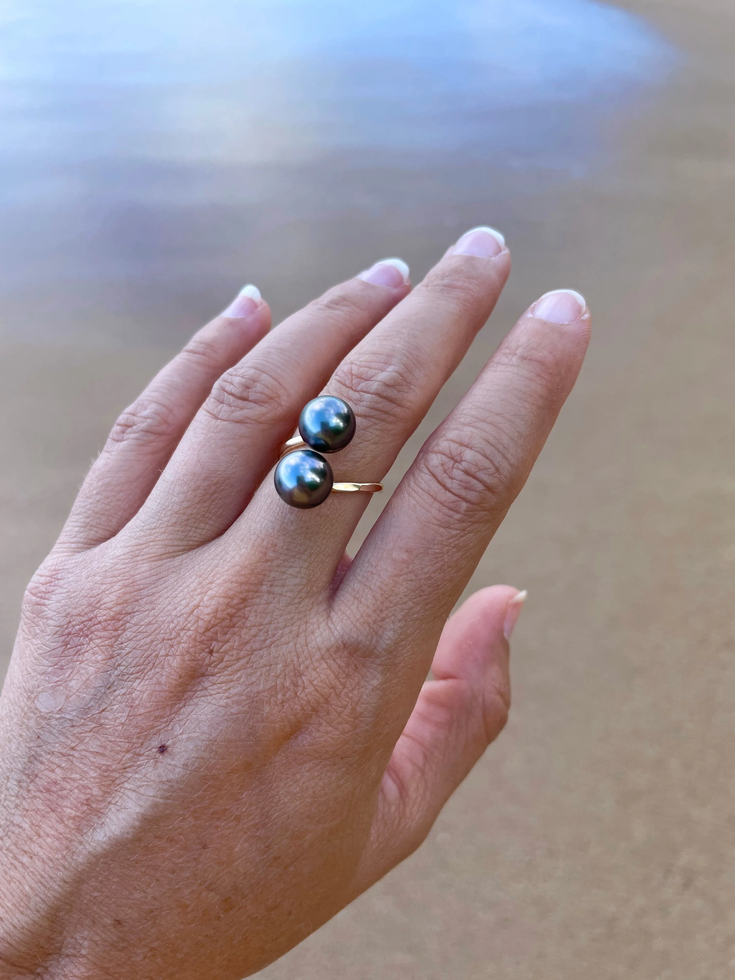 Double Tahitian Pearl Rings