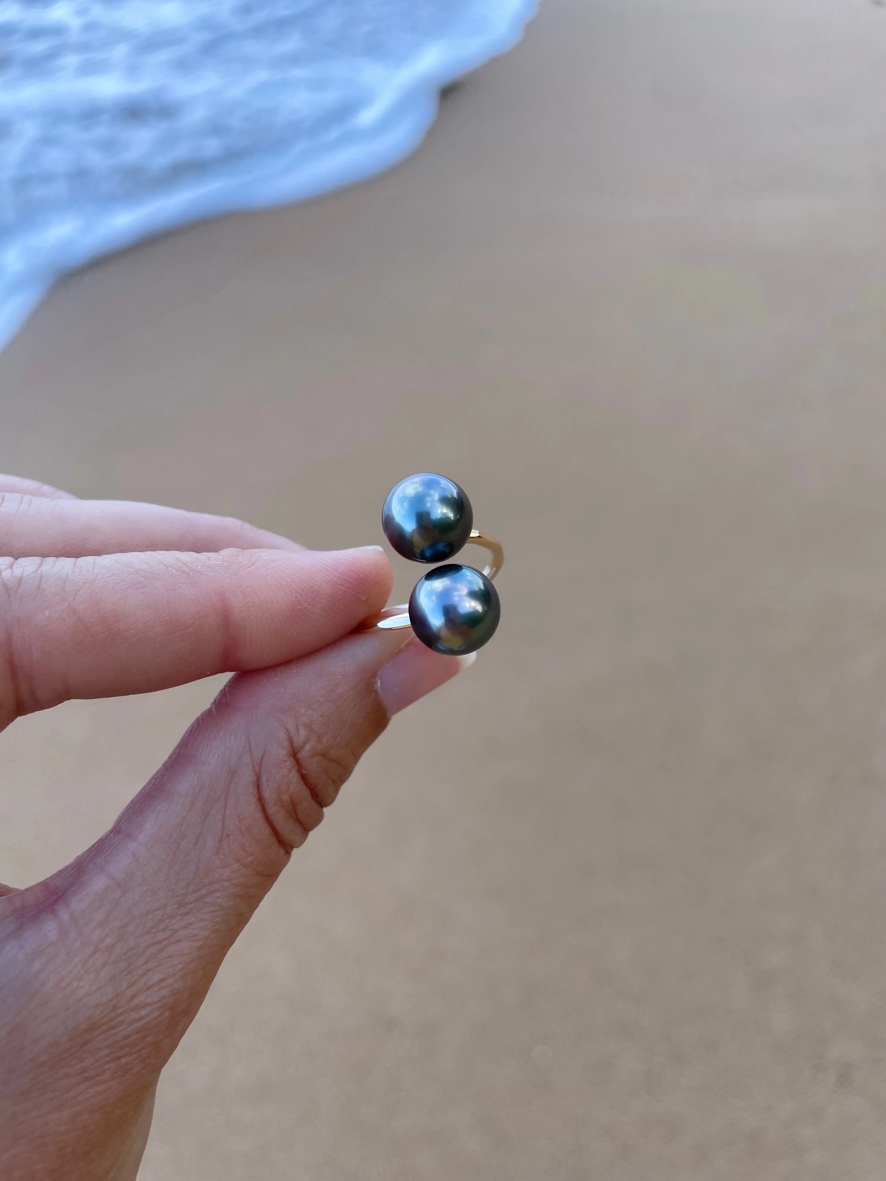 Double Tahitian Pearl Rings