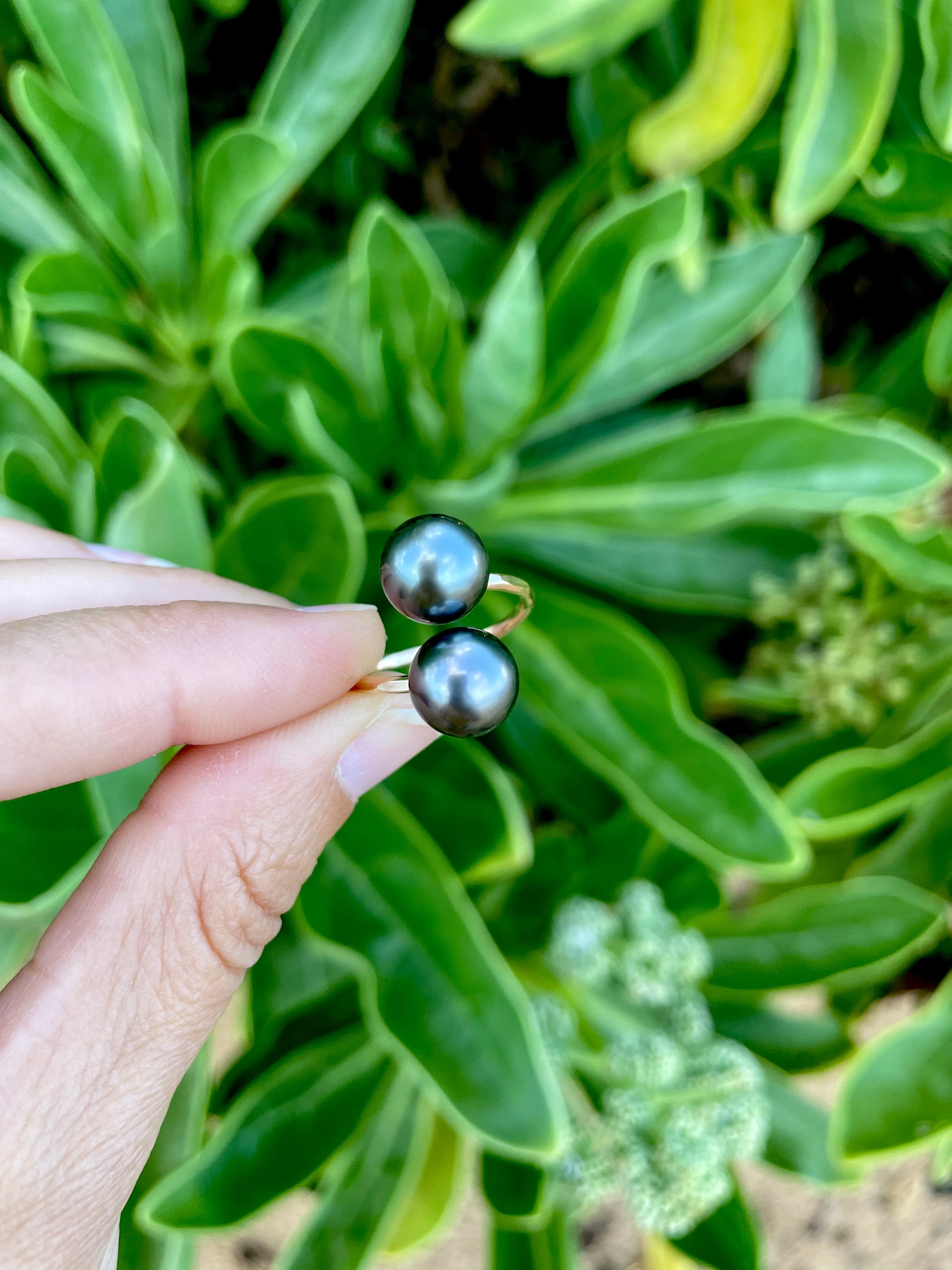 Double Tahitian Pearl Rings