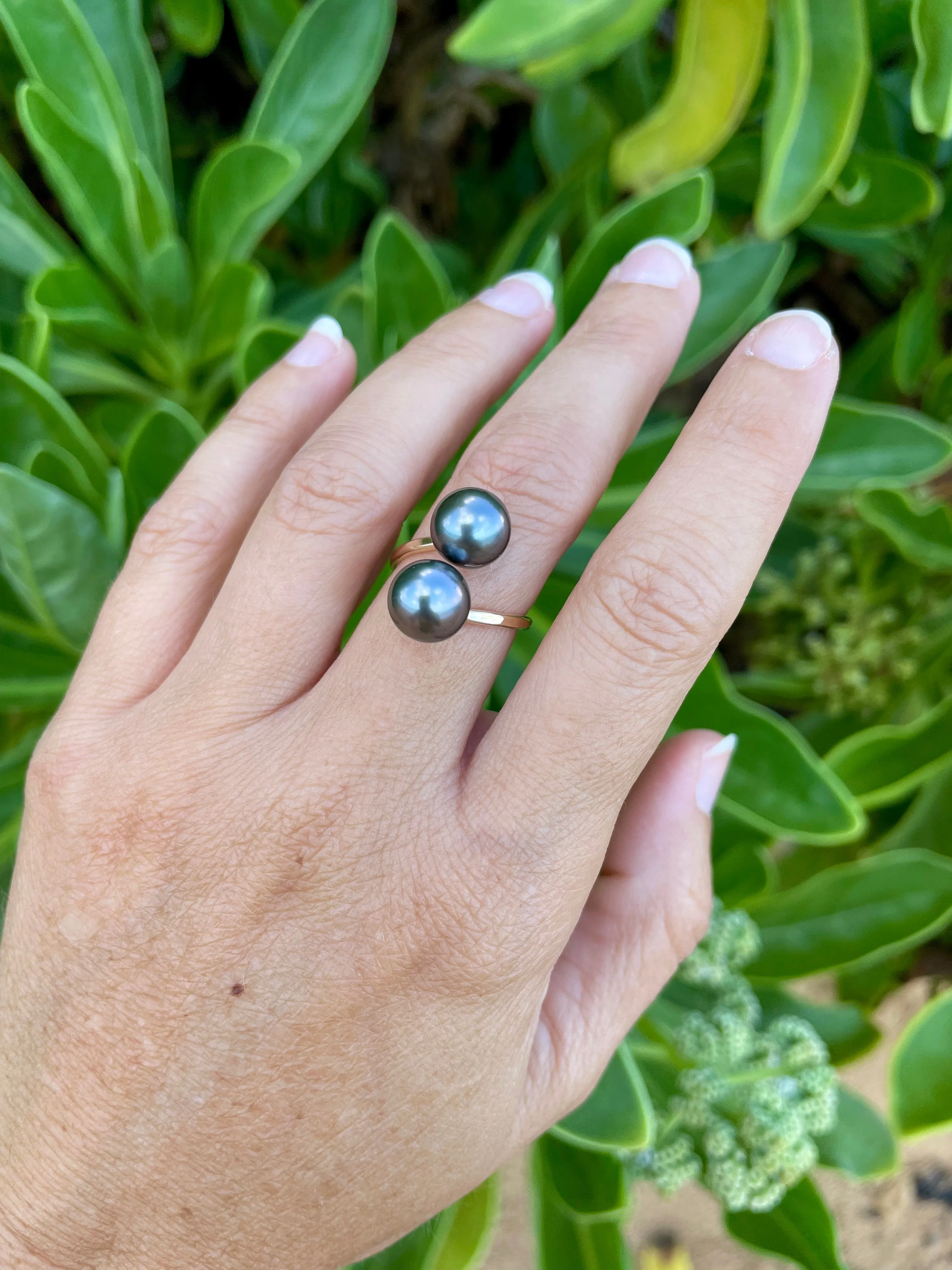 Double Tahitian Pearl Rings