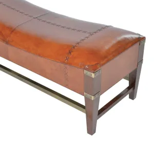 DWELL Tan Leather Shaped Bench