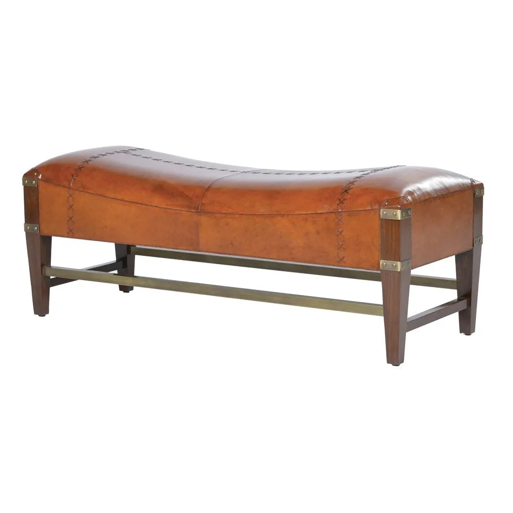 DWELL Tan Leather Shaped Bench