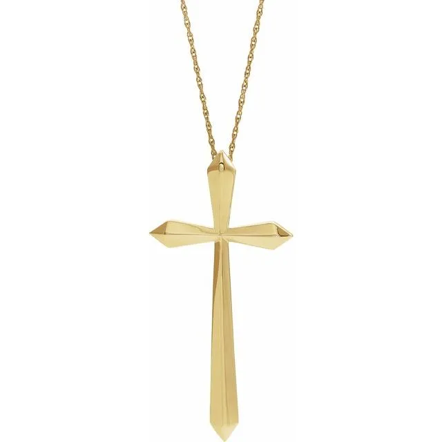 Elongated Gold Cross Necklace