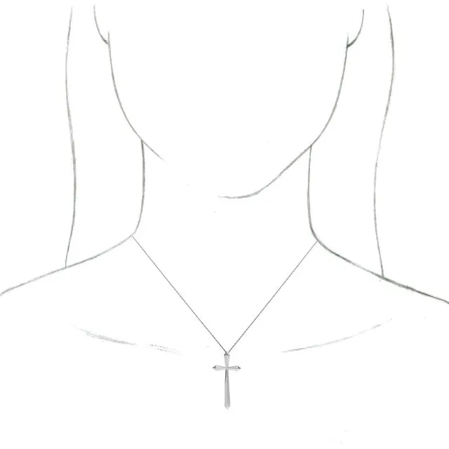 Elongated Gold Cross Necklace