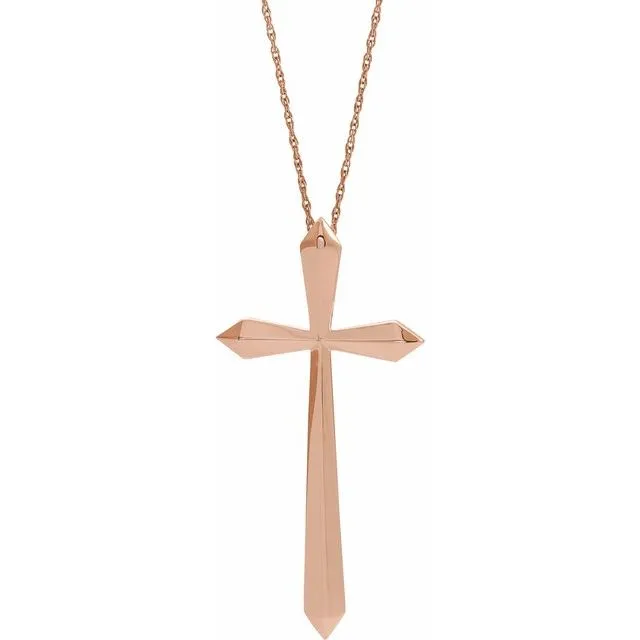 Elongated Gold Cross Necklace