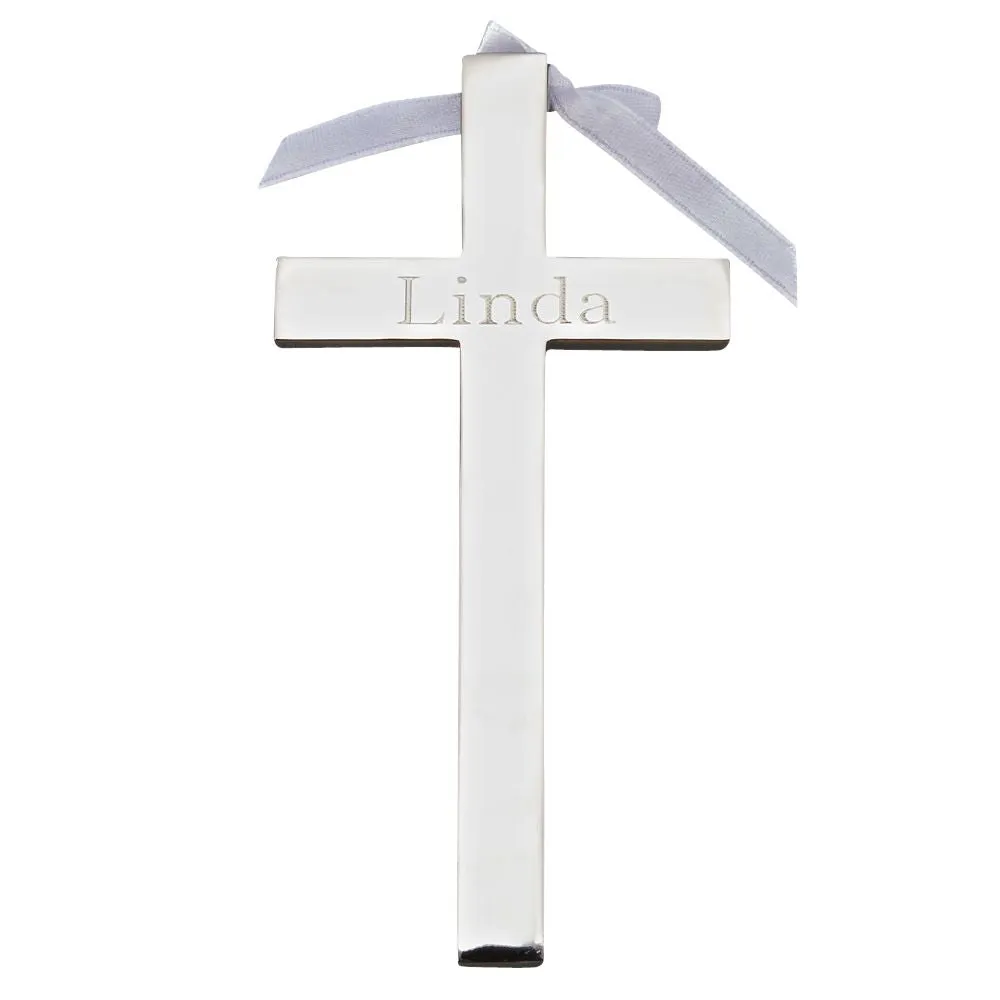 Engraved Silver Cross Religious Gift