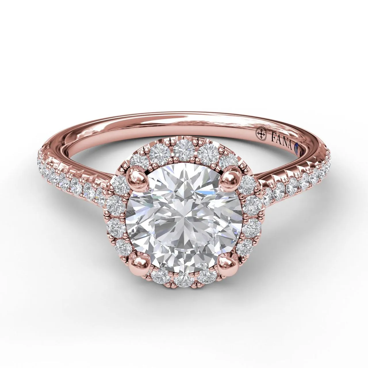 Fana Delicate Round Halo And Pave Band Engagement Ring